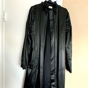 Long Satiny Coat with Buttons